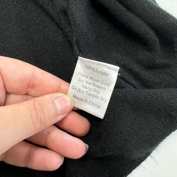 Mod Ref Dress Womens Small Black Knit V Neck Midi Pockets - Picture 6 of 10